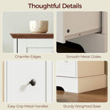 MAHANCRIS Farmhouse 9 Drawer Dresser for Bedroom, 55.1'' Modern Dresser, Engineered Wood Chest of Drawers, TV Stand with Storage, for Bedroom, Living Room, Hallway, White and Walnut MAHANCRIS