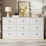 Tradare 9 Drawer Dresser for Bedroom, 59" Wide White Chest of Drawers, Wooden Dresser with 9 Drawers with Ample Storage, Modern Storage Organizer for Hallway,Nursery Tradare