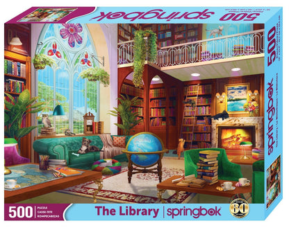 Springbok The Library 500 Piece Jigsaw Puzzle for Adults - Cozy Library for Booklovers - Unique Cut and Perfectly Fit Pieces - Finished Size 23.5" x 18"