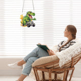 AiYuanzsh Diamond Painting Hanging Pendant Kit - Dinosaur Driving Car 5D Diamond Painting Kits for Adults - Crystal Rhinestones Diamond Art Pendant for Door Wall Window Home Xmas Halloween Decor AiYuanzsh