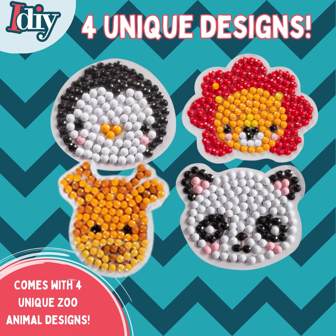 SCS Direct Kid's Birthday Party Diamond Gem Painting Craft Favor Kits -Zoo Buddies- 20 Individually Packaged, All-in-One Packs for Boys & Girls -Fun & Unique Gem Classroom Art Project Activity Gift SCS Direct