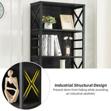 HOMBAZAAR 7 Tier Bookshelf, 78 Inch Tall Rustic Bookshelf with Metal Frame, Industrial Heavy Duty Bookshelves and Bookcases, Open Book Shelf for Office, Living Room and Library, Black HOMBAZAAR