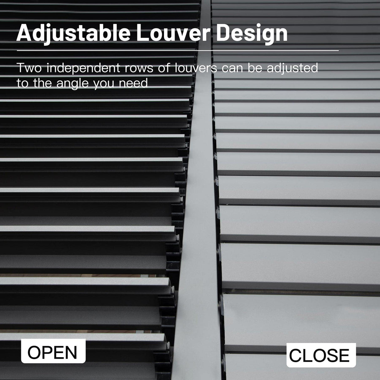 Domi Outdoor Louvered Pergola 12x20FT Full Aluminum Structure,Patio Rainproof Pergola with Two Independently Adjustable Roof for Patio Backyard Garden w/Curtains and Netting - Dark Gray domi outdoor living