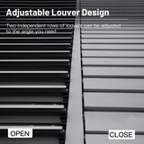 Domi Outdoor Louvered Pergola 12x20FT Full Aluminum Structure,Patio Rainproof Pergola with Two Independently Adjustable Roof for Patio Backyard Garden w/Curtains and Netting - Dark Gray domi outdoor living