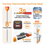 CILICO Candy & Meat Thermometer with Type-C Rechargeable Digital Instant Reading for Candy Making, BBQ, Deep Frying, & Liquids, 8" Long Probe,CT180-L CILICO