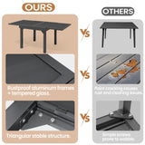 PATIOHIT Modern Aluminum Outdoor Dining Table - Expandable Patio Glass Dining Table for 6-8, Extendable Aluminum Patio Extender Table 35" to 70" for Backyard, Porch, Deck, Garden - Dark Grey PATIOHIT
