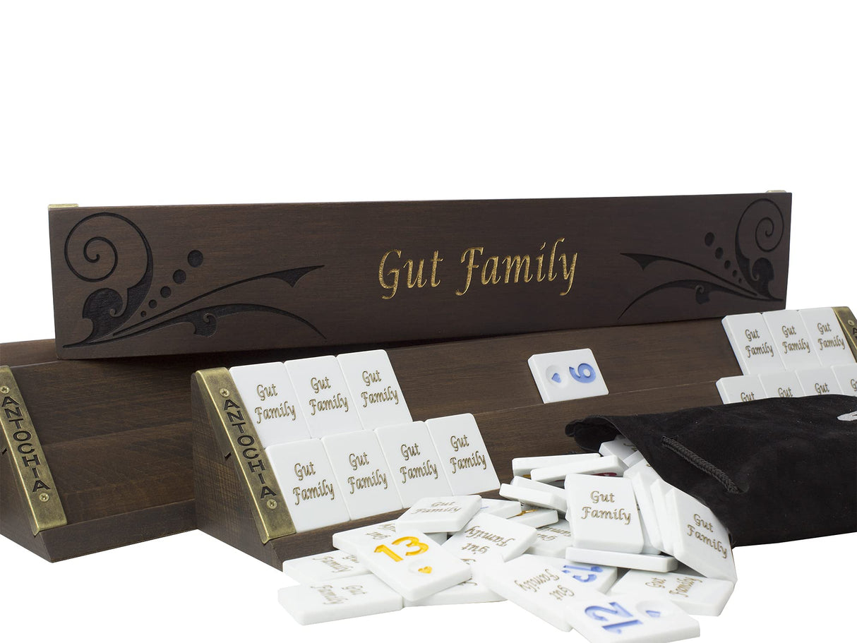 Antochia Crafts Personalized Wooden Rummy Game Set - Oval Shape Custom Racks and Tiles with Case Antochia Crafts