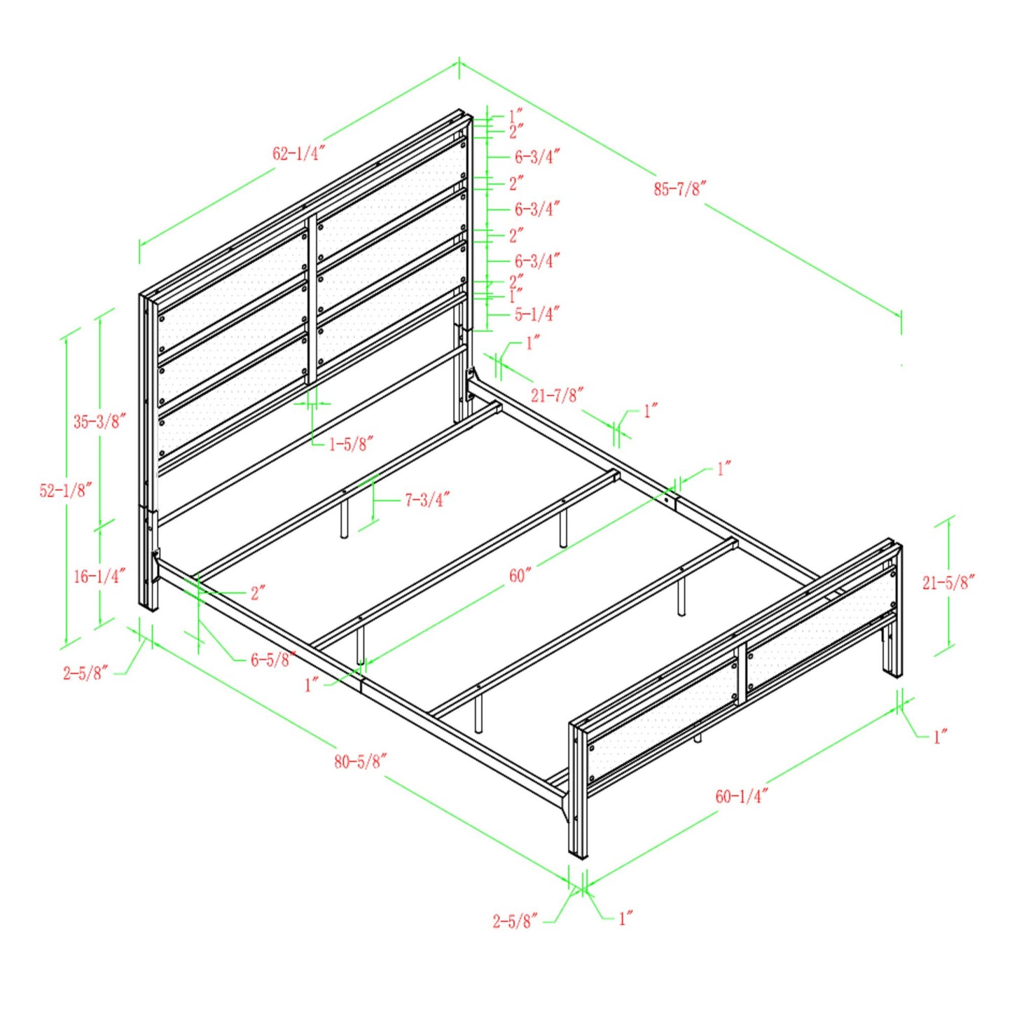 Rustic Queen Size Bed Frame with Metal Headboard and Footboard in Reclaimed Wood Finish - WoodArtSupply