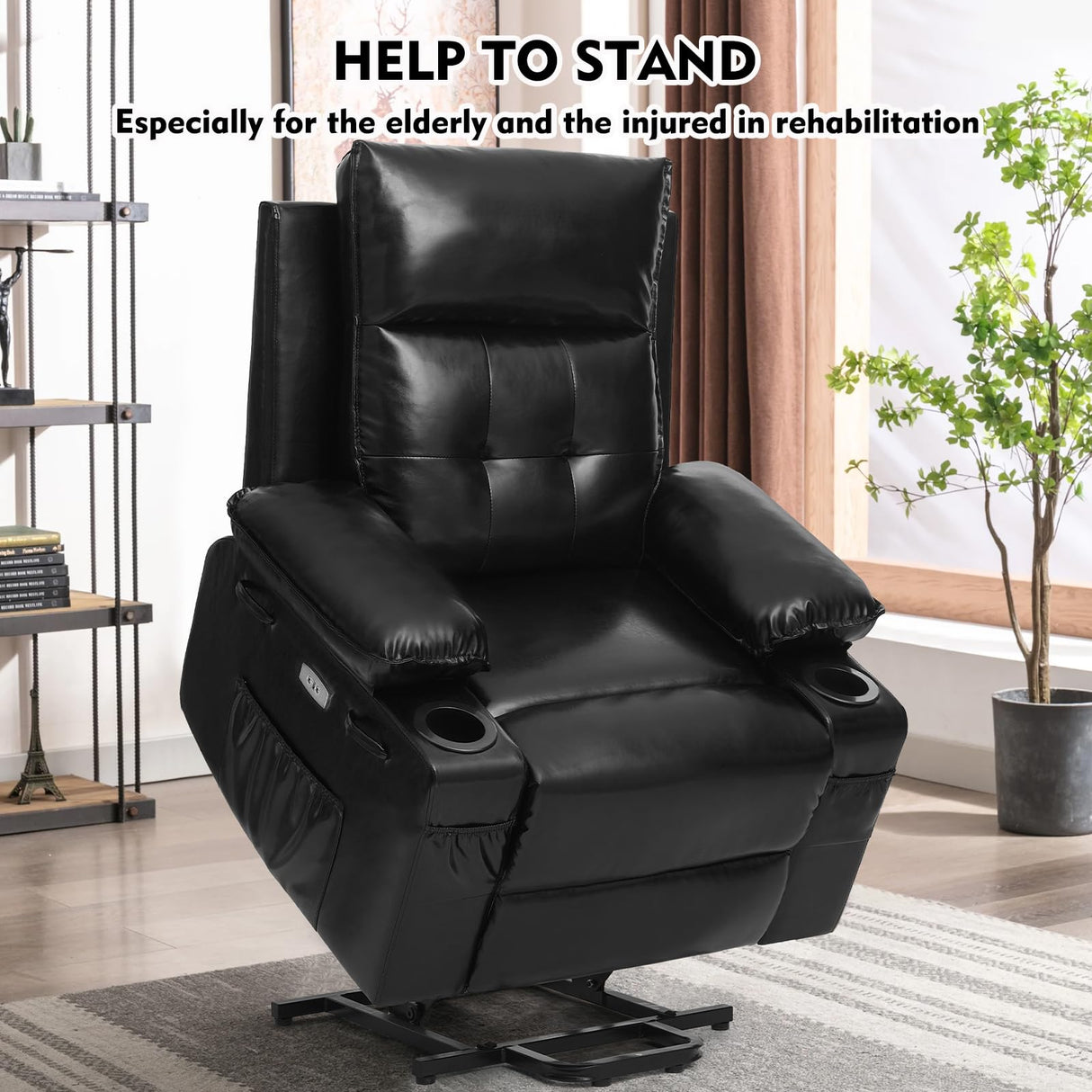 Polar Aurora Power Lift Chair for Elderly,Electric Recliner Chair with Vibrating Massage & Heating,Living Room Chair with Thickened armrest,USB Ports,2 Cup Holders Polar Aurora