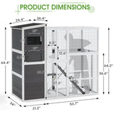 YODOLLA Wooden Cat House,Large Space Cat Cage,Large Outdoor/Indoor Catio Enclosures,Wooden Cat House Weatherproof with Multi Platforms, Indoor Interoperability,Jump Platform Grey YODOLLA