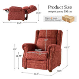 HULALA HOME Printed Fabric Manual Recliner, Traditional Push Back Recliner Armchair with Adjustable Backrest & Footrest, Comfy Upholstered Lazyboy Single Sofa with Nailhead Trim, Damask Floral HULALA HOME