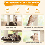Tangkula Modern Cat Tree for Indoor Cats, Small/Tall Cat Tree with Natural Sisal Scratching Post, Hand-Made Wicker Cat Condo & Top Perch, Funny Hanging Toy Ball, Cute Cat Tree Tower for Large Cats Tangkula