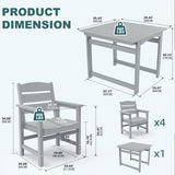 Sunnibety 5-Piece HIPS Patio Dining Set, Outdoor Dining Table and Chairs Set with Umbrella Hole, Weatherproof Dining Table Set for 6 Person, Patio Furniture Set for Outside Deck, Grey Sunnibety