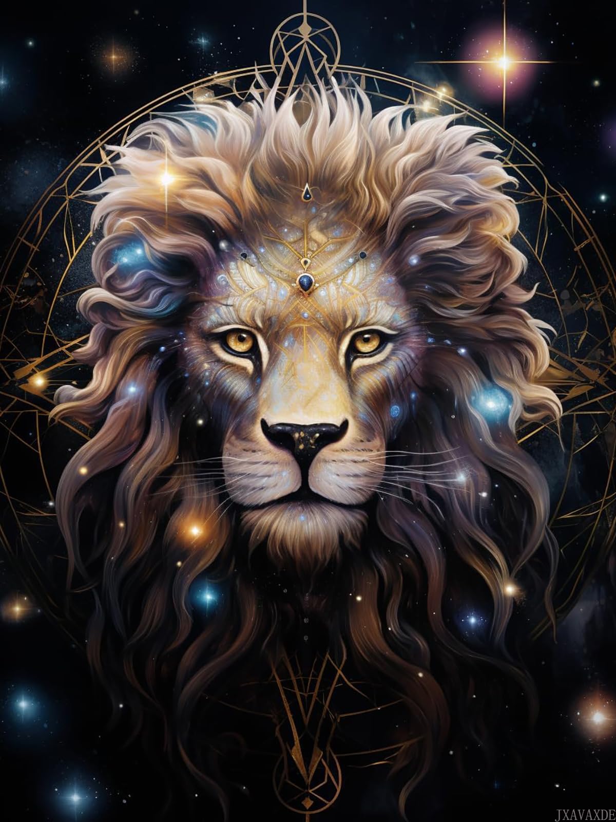 JXAVAXDE DIY 5D Diamond Art Painting Kits for Adults Zodiac Leo Lion Easy for Beginner Round Full Drill Pait by Diamond Art Cross Stitch Mosaic Gems Craft for Home Decoration Gift 30x40cm JXAVAXDE