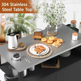 Outdoor Grill Table with Storage, Outdoor Grill Cart for BBQ, Patio, and Backyard, Outdoor Kitchen Island with Stainless Steel Top, 44.88 x 18.11 x 35.43 inch Samesay