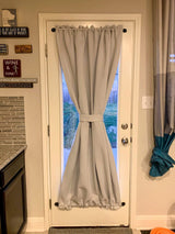 KXLife 2 Pack Adjustable Sticky Self Adhesive 3/8 Inch Sash Curtain Rod for Metal, Wood Doors, 17 to 28 Inch Multi-Use Sidelight Cafe Sash Rod for Door Panels, Windows, Bathroom (White,Set of 2) KXLIFE