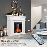 44" Electric Fireplace with Mantel Package Freestanding Fireplace Heater Corner Firebox with Log & Remote Control,750-1500W,Pearl White Xbeauty