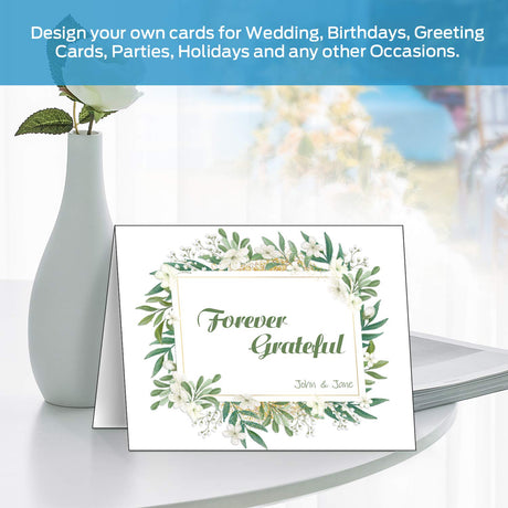 Ohuhu Blank White Cards and Envelopes 100 Pack - 5" x 7" Heavyweight Folded Cardstock and A7 Envelopes for DIY Greeting Cards Wedding Birthday Invitations Baby Shower Thank You Cards and All Occasions Ohuhu