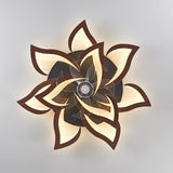 Dalouguan Modern Ceiling Fan with Lights Remote Control, 32" Wood Ceiling Fan with Light, 6 Speeds 3 Light Color Low Profile Flush Mount Ceiling Fan for Kitchen Bedroom Dalouguan