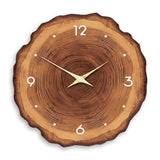 XNM MDF Wood Wall Clock for Living Room Decor - Rustic Wall Clocks Battery Operated 12 Inch - Brown Annual Ring Wall Clock Non Ticking (No Solid Wood) XNM