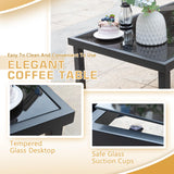 Greesum 4 Pieces Patio Furniture Set Outdoor Conversation Textilene Fabric Chairs for Lawn, Garden, Balcony, Poolside with A Glass Coffee Table, Black Greesum