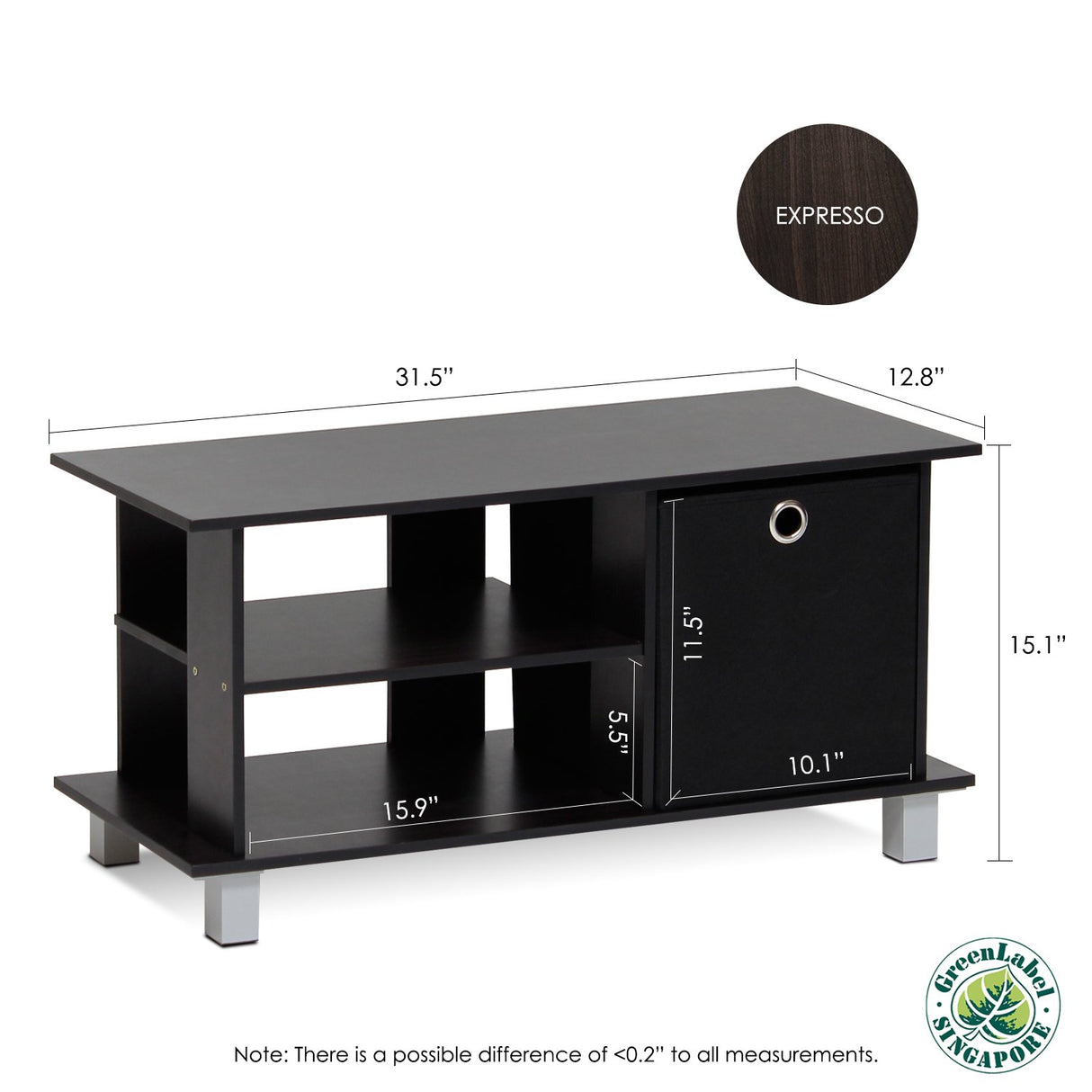 Furinno Simplistic TV Entertainment Center, Espresso/Black Furinno