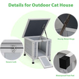 COZIWOW Rabbit Hutch, Outdoor Cat House Weatherproof, Bunny Cage Indoor with Openable, Portable Small Animals Shelters with Nonslip Ramp for Hideout Rabbits/Feral Cats/Chicken/Duck/Small Animals-Gray COZIWOW