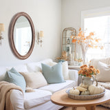 sawsile 24x30'' Rustic Oval Wood Mirror,Decorative Farmhouse Oval Mirrors,Vanity Nature Mirrors for Bedroom, Bathroom, Living Room,or Entryway sawsile