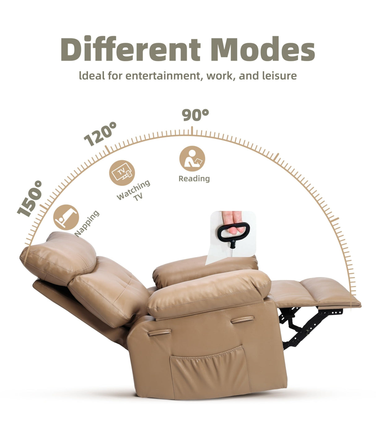 GarveeHome Oversized Extra Wide Recliner Chair - Faux PU Leather Large Manual Recliner for Adults, Exceptional Comfort Lazy Chair with 1.5X Sponge Filling and Easy Recline Mechanism for Relaxation GarveeHome