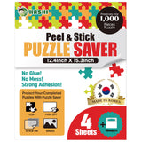HASHI Puzzle Saver 4 Sheets (12.4 x 15.3 Inches) with 4 Hangers, Easy Peel & Stick, No Mess, Adhesive Backing for Jigsaw Puzzles HA SHI