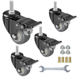 YEEMIGO 2 Inch Swivel Caster Wheels Set of 4, Metric M8-1.25 Threaded stem(Bolt Diameter 8mm, Length:1″) Durable Soft Rubber casters with Double Lock Mechanism, castors for Carpet Hardwood Floor. YEEMIGO