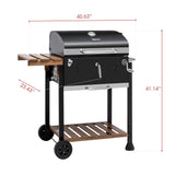 Royal Gourmet CD1824M 24-Inch Charcoal Grill, BBQ Smoker with Handle and Folding Table, Perfect for Outdoor Patio, Garden and Backyard Grilling, Black, Medium Royal Gourmet