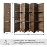 Room Divider with Shelves, 5.6 Ft Tall Folding Wood Screen with Double Hinges for Home Office Bedroom Hotel Decoration (6 Panels, Brown) Svimi