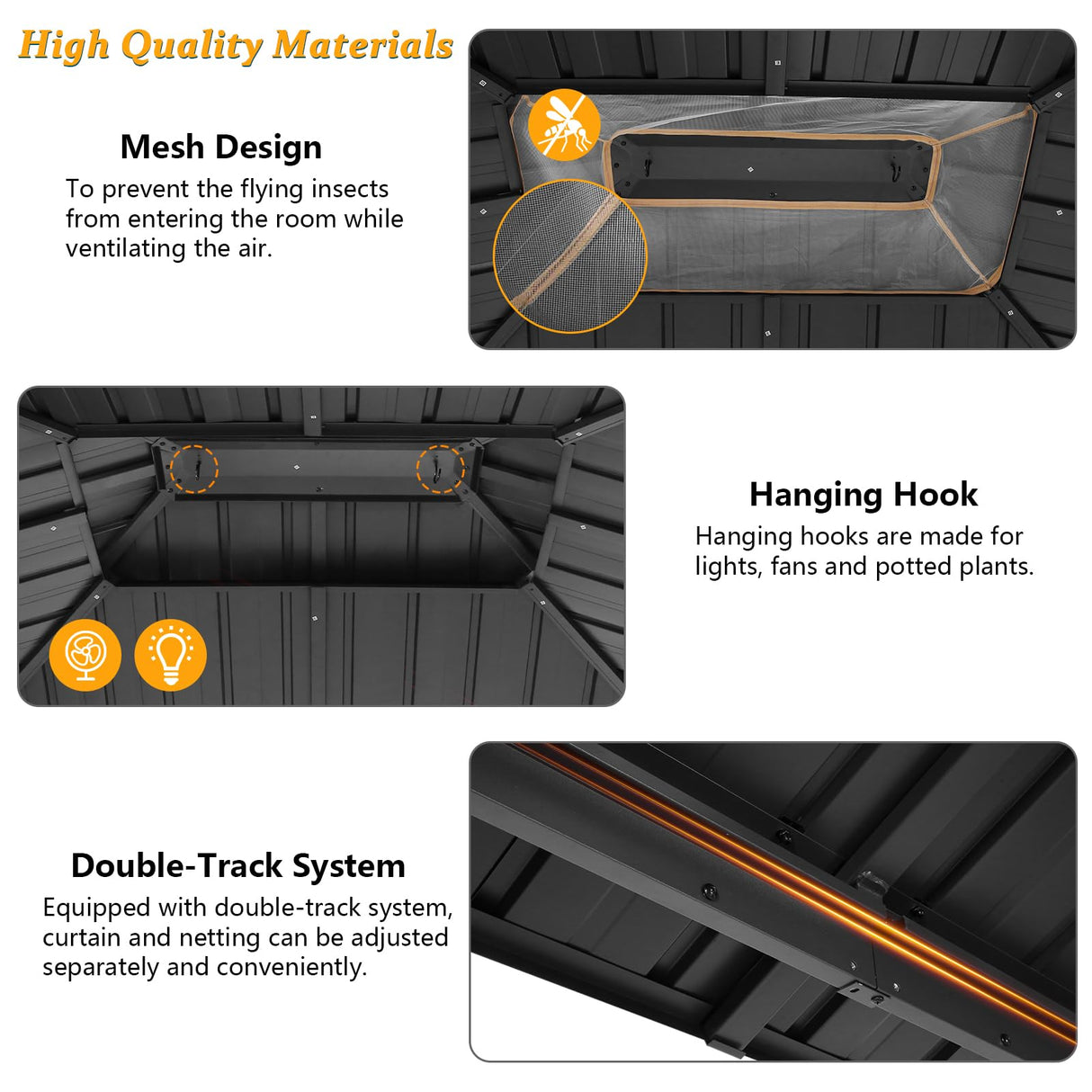 HOTEEL 10x12 Hardtop Gazebo Hot Tub Gazebo with Flame-Retardant Curtain Netting, Heavy Duty Pavilion with Galvanized Steel Double Roof, Aluminum Frame Outdoor Canopy for Patio and Party (Upgraded 3.0) Hoteel