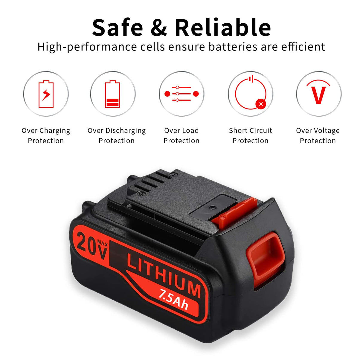 BATTOOL Upgraded 7500mAh 20V LBXR20 Replacement Battery for Black and Decker 20V Lithium Battery LB20 LBX20 LBXR2020-OPE LBXR20B-2 LBX4020 BATTOOL