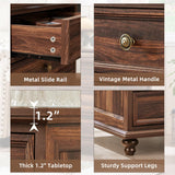 Joaxswe 24" Wide Farmhouse Night Stand Set of 2,Large End Table with 3 Drawers & Metal Handle,Brown Wood Dresser for Bedroom Cabinet, Bed Side Table Chest of Drawers,Nightstand for Living Room,Closet Joaxswe