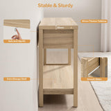 SICOTAS Set of 2 Boho Console Tables with Rattan Drawers and Storage in Reclaimed Light Oak SICOTAS