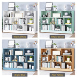 IOTXY Open Shelf Low Bookcase - Wooden 3-Tier Floor Standing Display Cabinet Organizer with Base, 10 Cubes Short Horizontal Bookshelf in Pear Yellow IOTXY