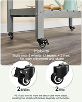 HDPS Outdoor Potting Bench with Sliding Tabletop/ 4 Wheels/Removable Sink, All-Weather Outside Garden Work Table, No Rust/Fade/Break, Potting Station for Porch, Patio & Backyard (Grey) ONBRILL