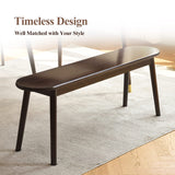 Cttasty Entryway Bench, Solid Wood Dining Bench, Midcentury End of Bed Bench w/Rounded Corner, Outdoor Bench w/Robust Construction, Bedroom Bench, Cttasty