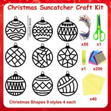 EggSun 36 Sets Christmas Balls Suncatchers Craft Kit for Kids Ornaments Stained Glass Christmas Window Arts and Crafts Kit for Classroom Holiday Projects Home Party Favors Decorations Ages 4 8 12 EggSun