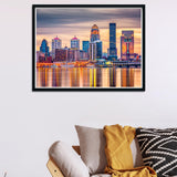 Full Drill Louisville Skyline Sunset Modern Architecture Kentucky USA DIY 5D Diamond Painting by Number Unique Kits Home Wall Decor Crystal Rhinestone Wall Decor 12x16inch TUTUMAY21