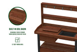 Vita 46 inch x 20 inch x 58 inch Cedar Wood Potting Bench, Dark Brown, FSC, Pre-Stained, Storage Shelf, Work Basin, Hooks, VT17744 Vita