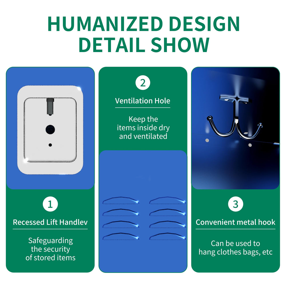 IKIMI 66" Metal Lockers for Employees 3 Tier Storage Locker with Doors and Shelves,Steel Lockable Cabinet with Hooks Gray Tall Locker for School Office Gym Home Garage IKIMI