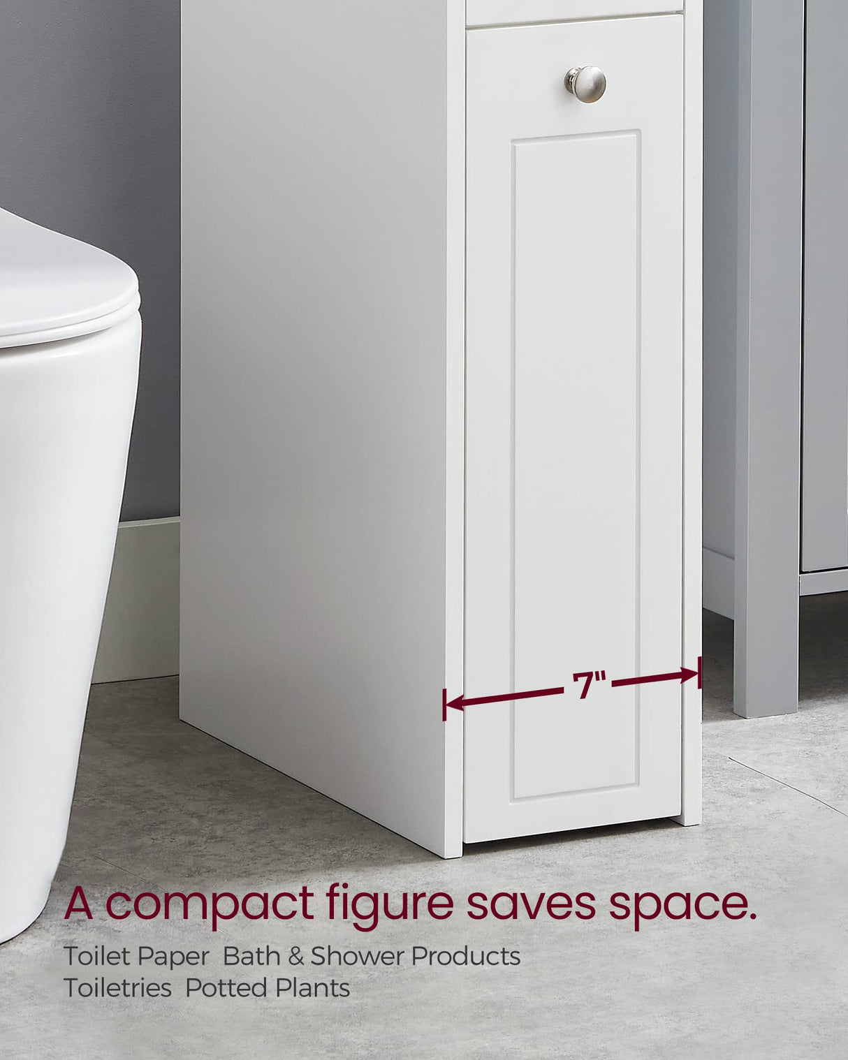 VASAGLE Small Bathroom Storage Cabinet, Slim Bathroom Storage Organizer, Toilet Paper Holder with Storage, Toilet Paper Storage Cabinet with Slide Out Drawers, for Small Spaces, White UBBC847P31 VASAGLE