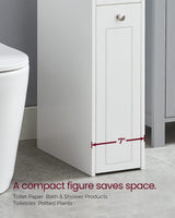 VASAGLE Small Bathroom Storage Cabinet, Slim Bathroom Storage Organizer, Toilet Paper Holder with Storage, Toilet Paper Storage Cabinet with Slide Out Drawers, for Small Spaces, White UBBC847P31 VASAGLE
