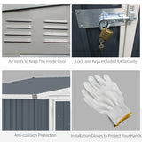 Outsunny 4' x 8' Metal Outdoor Storage Shed, Lean to Storage Shed, Garden Tool Storage House with Lockable Door and 2 Air Vents for Backyard, Patio, Lawn, Dark Gray Outsunny