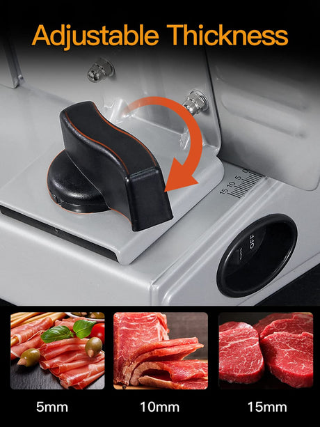 Meat Slicer, 200W Electric Food Slicer with 2 Removable 7.5" Stainless Steel Blades and Stainless Steel Tray, Child Lock Protection, Adjustable Thickness, Food Slicer Machine for Meat Cheese Bread Borlebbi