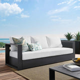 Modway Tahoe Aluminum Outdoor Patio Sofa in Gray White Modway