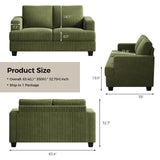 COPIAE 63 Inch Sofa with Extra Deep Seats Oversize, Corduroy Fabric 2 Seater Sofa for Living Room,Modern Couch and Loveseat, Comfy Armrests and Seats and Backrests, Easy Installation, Green COPIAE